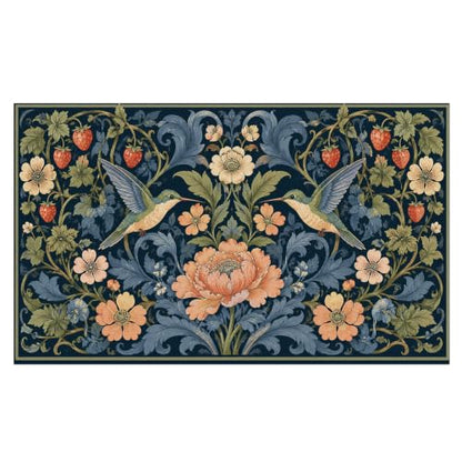 Boho Bird Floral Faux Coco Coir Doormat Door Mat 17x30 Inch - color: Blue Bird