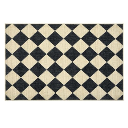 GarveeHome Checkered Entryway Rug 2x3 Black Diamond Washable Front Door - color: Dark/Coffee, size: 2' x 3' (Rectangular)