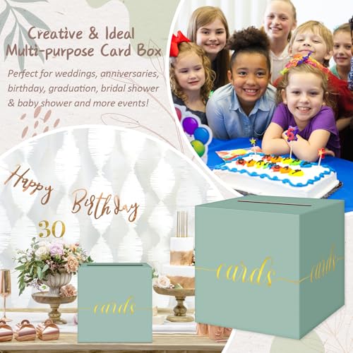 Elegant Sage Green Wedding Card Box, Gold Foil Gift Card Box for Party - color: Z01 Sage Green and Gold Foil