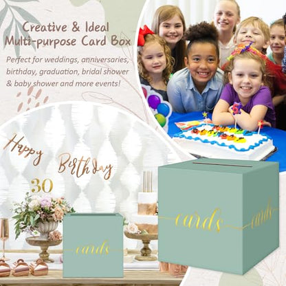 Elegant Sage Green Wedding Card Box, Gold Foil Gift Card Box for Party - color: Z01 Sage Green and Gold Foil