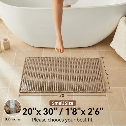 Triohero Waffle Bath Mat, Boho Bathroom Rugs Non Slip, 20x30 Beige - color: Beige, size: 1'8" X 2'6" (Rectangular)