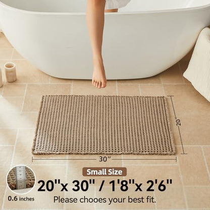 Triohero Waffle Bath Mat, Boho Bathroom Rugs Non Slip, 20x30 Beige - color: Beige, size: 1'8" X 2'6" (Rectangular)