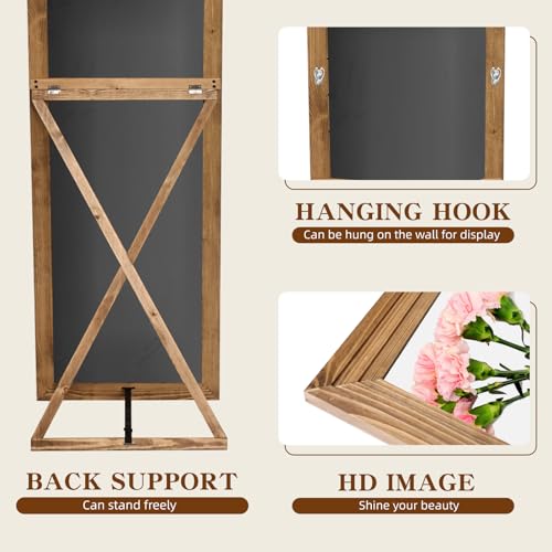 65x22in Full Length Mirror, 3-Tier Stepped Solid Wood Frame - color: Light Brown, size: 65"L x 22"W