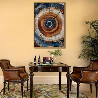 BingruiArt Faux Wood Tree Ring 05 Canvas Wall Art 24x36 Framed - color: Tree Ring - 05, size: 36"L x 24"W