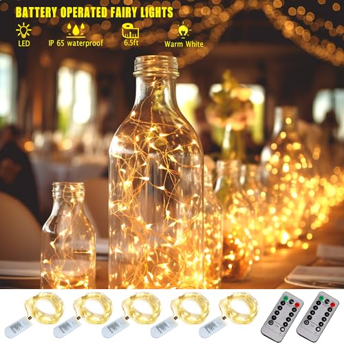 6 Pack Fairy Lights Battery Operated With Timer,2 Remotes,20 LED Warm White - color: Warm White, size: 6.5ft