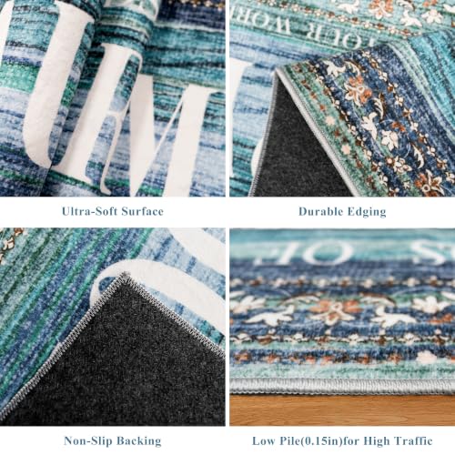 TOPRUUG Laundry Room Rug Runner 20"x47", Non Slip Waterproof Laundry Mat - color: Teal Blue, size: 1'8" x 4' (Rectangular)