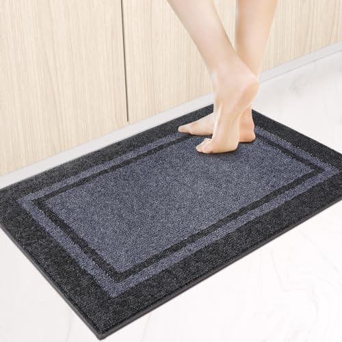 Kitchen Rugs 24" x 36", Non-Slip Kitchen Mats, Bluish Grey & Charcoal - color: Bluish Grey & Charcoal, size: 24" X 36"