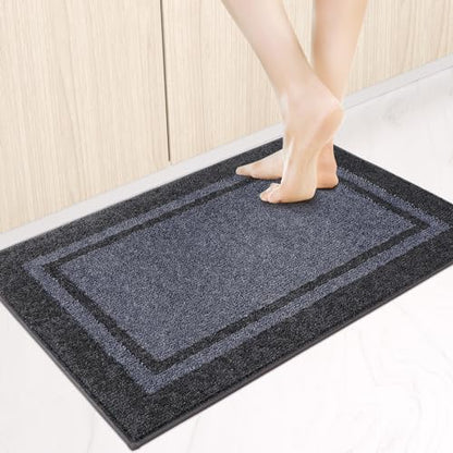 Kitchen Rugs 24" x 36", Non-Slip Kitchen Mats, Bluish Grey & Charcoal - color: Bluish Grey & Charcoal, size: 24" X 36"