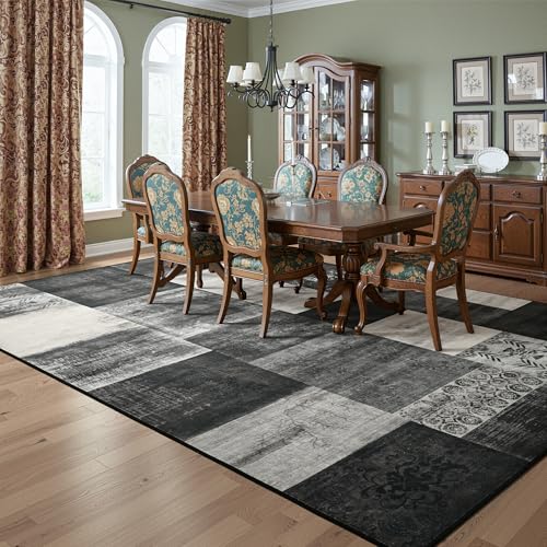 Tepook 8x10 Area Rugs for Living Room, Washable Large Geometric Bedroom Rug - color: Black and White, size: 8' x 10' (Rectangular)