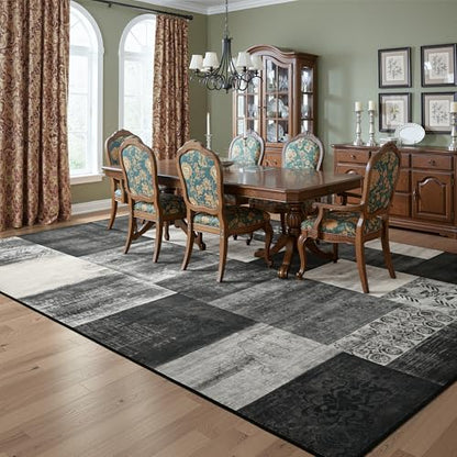 Tepook 5x7 Area Rugs for Living Room, Washable Large Geometric Bedroom Rug - color: Black and White, size: 5' x 7' (Rectangular)