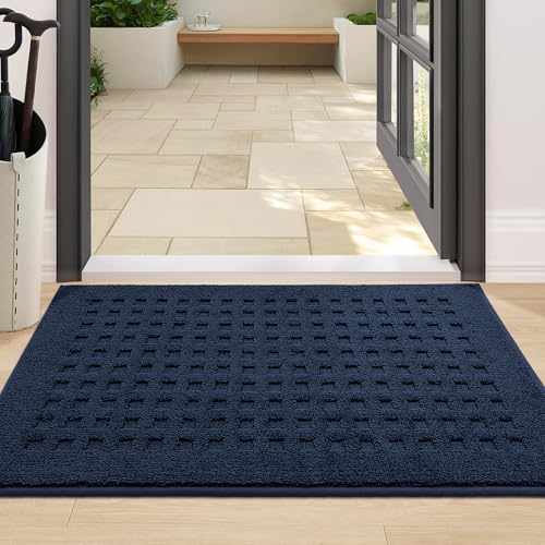 BEQHAUSE Dirt Trapper Door Mats 24"x36", Non Slip Washable, Navy Blue - color: Navy Blue, size: 24" X 36" (Rectangular)