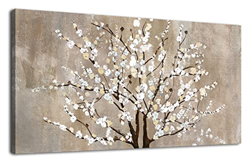 arteWOODS Flower Canvas Wall Art for Living Room - Stunning Floral Artwork, Versatile Decor, Ready To Hang, Elegant Prints Plum Blossom Abstract Framed Painting Bedroom Decor - Beige/Brown 20 x 40 - color: Plum Blossom Flowers, size: 40"L x 20"W