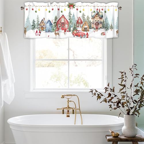 Christmas Kitchen Curtains Valances for Windows, 60x18 Inch 1 Panel - color: Christmas-lst-sd0691, size: 60"W x 18"L (Pack of 1)