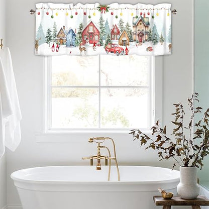 Christmas Kitchen Curtains Valances for Windows, 60x18 Inch 1 Panel - color: Christmas-lst-sd0691, size: 60"W x 18"L (Pack of 1)