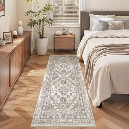 befbee 2x6 Hallway Runner Rug Non Slip Washable Kitchen Rugs Brown - color: Brown/Beige, size: 2' x 6' (Runner)