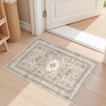 cotiled 2x3 Area Rug for Living Room, Washable, Traditional, Beige - color: Beige, size: 2' x 3' (Rectangular)