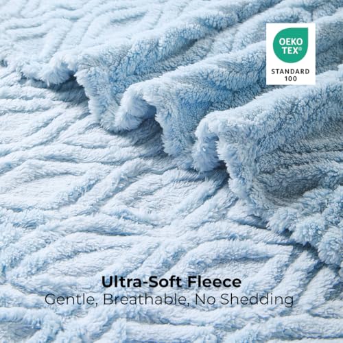 The Seacliff Blanket 50x60 Throw, Tidewater Blue – Lightweight Soft Fleece Throw Blanket for Couch, Breathable All Season, Coastal Wave Texture - color: Tidewater Blue, size: Throw 50x60