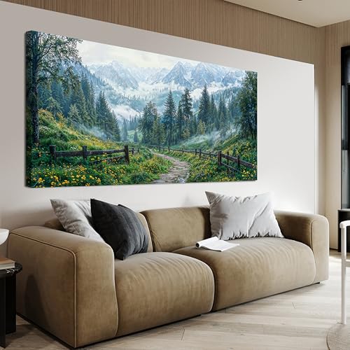 Canvas Wall Art Decor Canvas Art Wall Decor Modern Large Landscape Wall Art Decorations Wall Art Pictures for Living Room Artwork for Walls Green Forest Wall Art Prints Bedroom Office Decor 24"X48" - color: QLS-Y, size: 48"L x 24"W