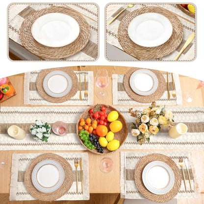 Boho Table Runner and Placemats Set, 6 Sets, Khaki A, 12x72 - color: Khaki a, size: 12x72"