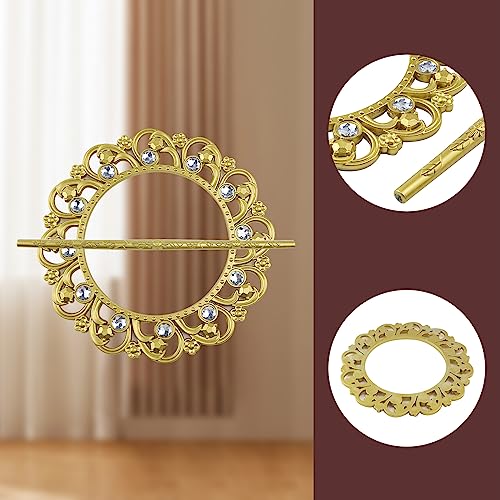 2 Pack Gold Curtain Tiebacks, Round Drapery Holdbacks, 12 Crystals - style: 12 Crystals Gold