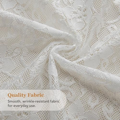 PearAge Lace Sheer White Curtains for Living Room, 63 Inch Length, Elegant Lace-Style Voile Drapes for Bedroom, Kitchen or Dining Room, 42W x 63L Inch, 2 Panels White - color: White