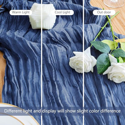 Cheesecloth Table Runner 10FT 2Pcs Blue Boho Gauze Sheer Runners - color: Blue, size: 2 Pack