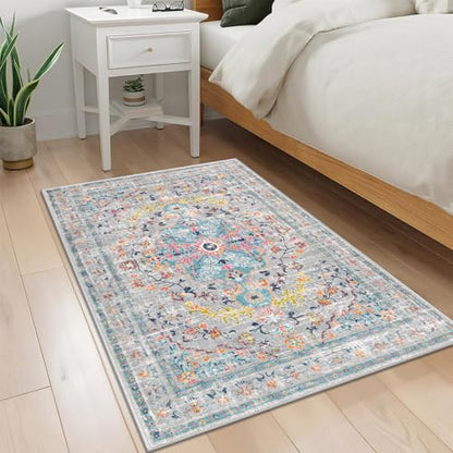 Pauwer Area Rug 2x3, Small Non Slip Washable Entryway Rugs, Grey Multi - color: Grey Multi, size: 2' x 3' (Rectangular)
