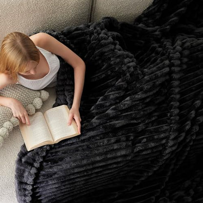 Bedsure Soft Full Size Fleece Blankets for Bed Black 84"x90" - color: Black, size: Full