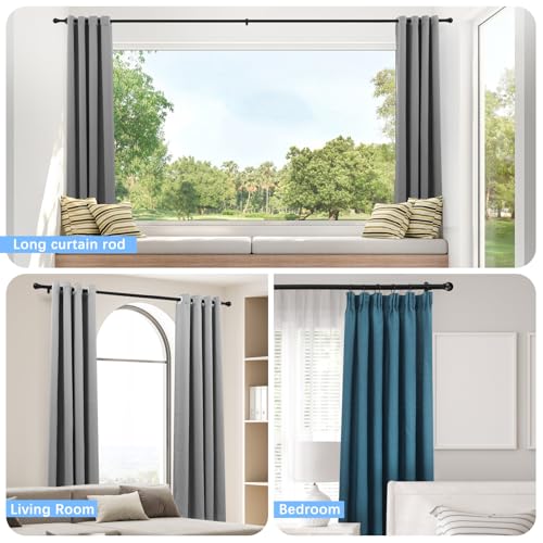 Curtain Rods for Windows 16-76", 6/8 In Black Curtain Rod, 1 Pack - color: Black, size: 76" - 6/8'' rod - 1 Pack