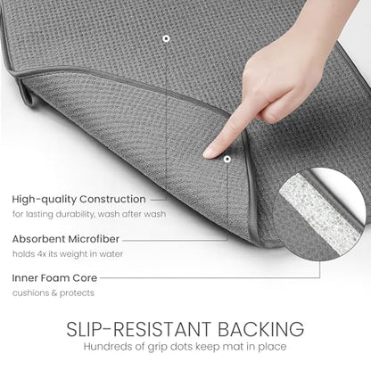 Bellemain Dish Drying Mat, Drying Matt Kitchen Counter, 17 x 24 Inch, Grey - color: Dark Gray, size: 17" x 24"