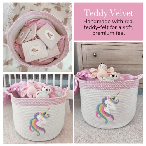Unicorn Baby Storage Basket, Woven Cotton Rope Nursery Bin, 15x11 in - color: Unicorn