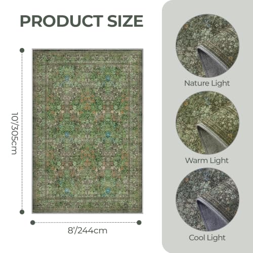 8x10 Area Rugs Floral Large Area Rug Living Room Rug, Green - color: Dark Green, size: 8' x 10' (Rectangular)