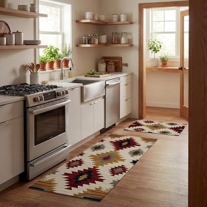 Artoid Mode Diamond Pattern Retro Kitchen Mats Set of 2-17x29 + 17x47