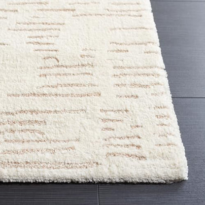 SAFAVIEH Neptune Collection Area Rug - 6'7" Square, Ivory & Beige, Geometric Design, Non-Shedding & Easy Care, Ideal for High Traffic Areas in Living Room, Bedroom, Dining (NPE852A-7SQ) - size: 6'7" x 6'7" (Square)