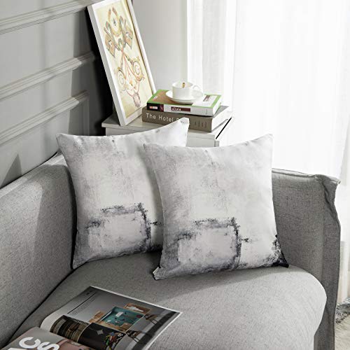 Britimes Throw Pillow Covers Set of 2, 18 x 18 Inch, White Grey - color: Black White, size: 18" x 18" (Pack of 2)