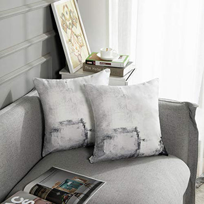 Britimes Throw Pillow Covers Set of 2, 18 x 18 Inch, White Grey - color: Black White, size: 18" x 18" (Pack of 2)