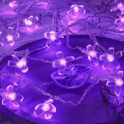 33ft 100 LED Plug in Purple Fairy Cherry Blossom Flower String Lights Decor - color: Purple