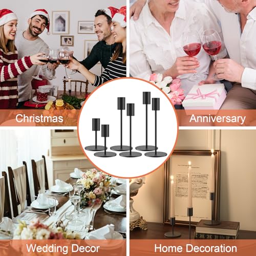 zeochyni Black Taper Candle Holder Metal Candlestick Holders Set of 6 - color: Black, size: Set of 6