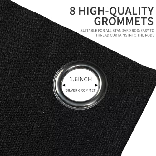 Joydeco Blackout Curtains 84 Inch Length, 1 Panel for Bedroom, Thermal Insulated Linen Black Out Curtains with Grommets (100x84) - color: Black, size: 100"W x 84"L (Pack of 1)