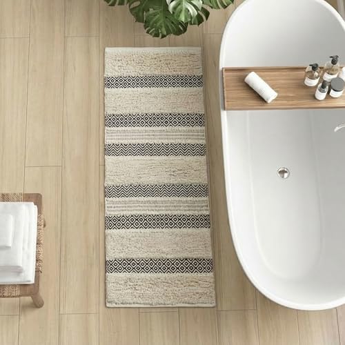 INK+IVY Asher Non-Slip Bath Rug Absorbent Quick Dry, 22 x 58, Black - color: Black, size: 1'10" x 4'10" (Rectangular)