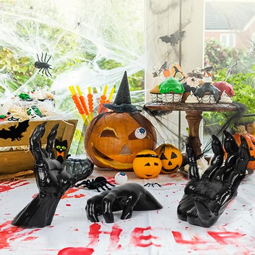Halloween Decorations Indoor Outdoor 3 Pack Wall Mount Creepy Hands&Candles - size: set 2