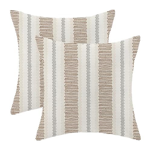 AEIOAE Brown Grey Gray Polka Dots Outdoor Pillow Covers 18x18 Set of 2 - color: Brown Grey Beige, size: 18" x 18" (Pack of 2)