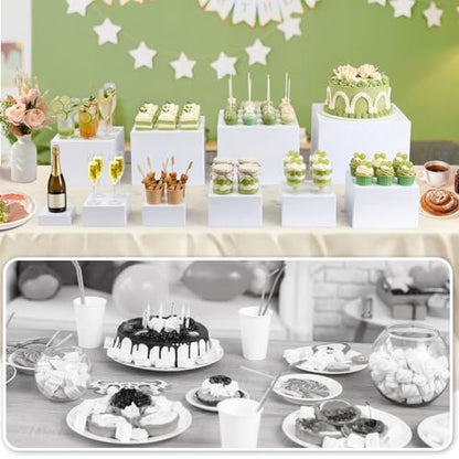 10 Pcs Acrylic Buffet Risers, Large Stackable Food Display Stand, Nesting Cube Box with Hollow Bottom, Food Risers for Buffet Table Dessert Jewelry Catering(10'' 9'' 8'' 7'' 6'' 5'' 5'' 4'' 4'' 3'') - color: White, size: 10Pcs(10'' 9'' 8'' 7'' 6'' 5'' 5''