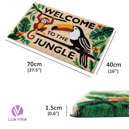 Coir Door Mats Outdoor, Welcome to the Jungle, 16 x 27,5 in - color: Welcome to the Jungle