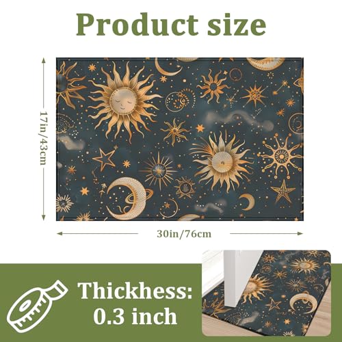 Celestial Sun Moon Indoor Door Mat Boho Non-Slip Doormat Washable Decorative Mat Rug for Outdoor Entryway Kitchen Bathroom 17x30 Inch - color: Celestial Sun Moon