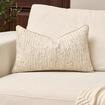 Yangest Chenille Pillow Cover 12 x 20 Inches, Thick Textured Rectangle Throw Pillow Cover Farmhouse Modern Soft Accent Couch Neutral Pillow Cover for Living Room Bedroom, Beige - color: Beige, size: 20" x 12" (Pack of 1)