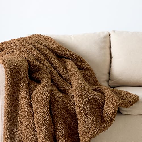 HiEnd Accents Teddy Umber 50x60 inch Boucle Throw Blanket - color: Umber, size: 50" x 60"