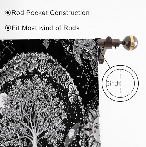 HMS Happy Memories Door Curtain, Tree of Life, 52"x84", 1 Panel - color: Black Tree