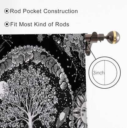 HMS Happy Memories Door Curtain, Tree of Life, 52"x84", 1 Panel - color: Black Tree