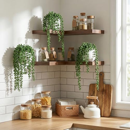 MyGift Faux String of Pearls Plant White Ceramic Wall Planter Set of 3